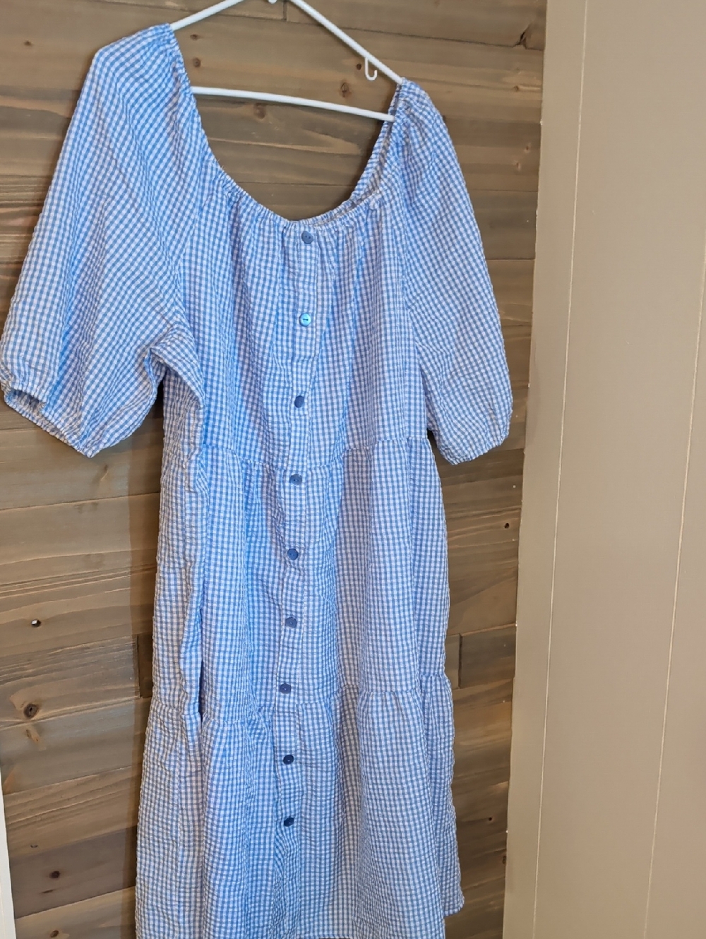 Mlle Gabrielle Blue and White Gingham Dress.  3X